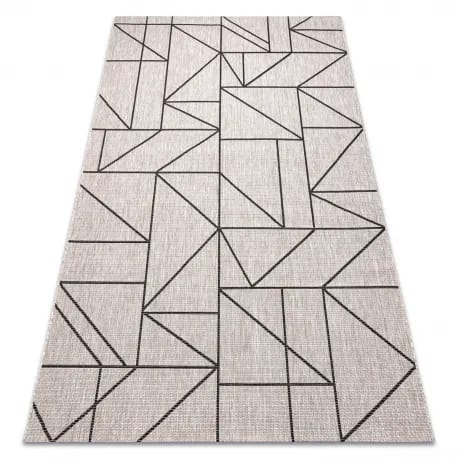 DYWAN SZNURKOWY SIZAL FLOORLUX 20605 srebrny / czarny / beż TRÓJKĄTY, GEOMETRYCZNY – zdjęcie 1
