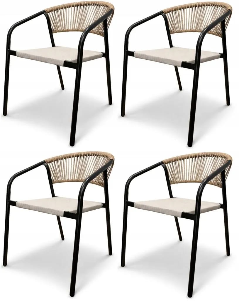 Zestaw krzesło YVES 4x 53×62×75cm czarny/taupe – zdjęcie 1