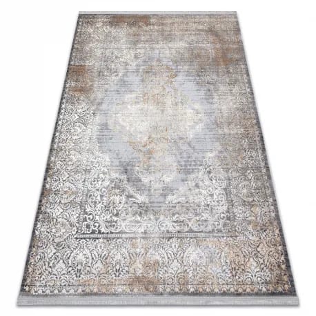 Dywan LUCE 80 nowoczesny Ornament vintage przecierany - Strukturalny szary / musztarda – zdjęcie 1