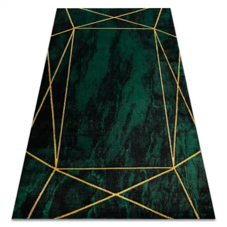 Dywan EMERALD ekskluzywny 1022 glamour, stylowy geometryczny, marmur butelkowa zieleń / złoty – zdjęcie 1