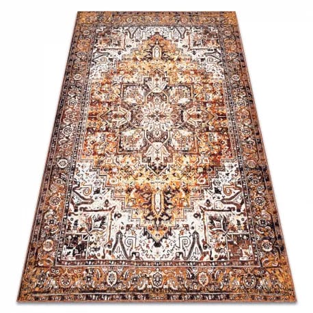 Dywan ANTIKA ancret honey, nowoczesny ornament, do prania - krem / pomarańczowy – zdjęcie 1
