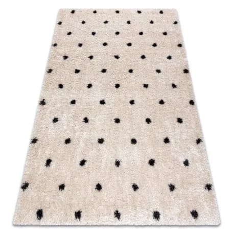 Dywan FLUFFY 2370 shaggy kropki - krem / antracyt – zdjęcie 1