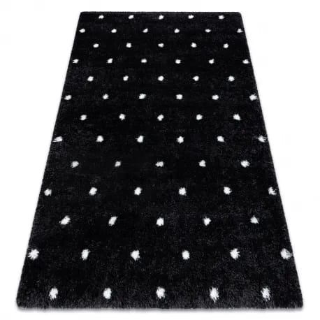 Dywan FLUFFY 2370 shaggy kropki - antracyt / biały – zdjęcie 1