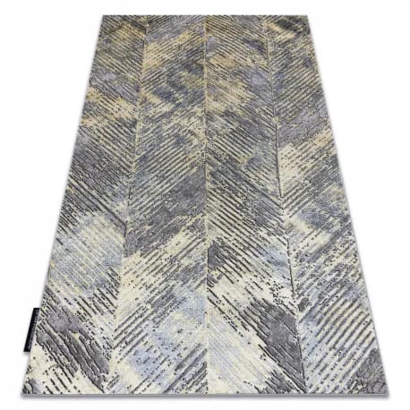 Dywan DE LUXE nowoczesny 2087 Jodełka Chevron vintage przecierany - Strukturalny złoty / szary – zdjęcie 1