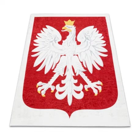 Dywan do prania ANDRE 2309 Godło polskie, Polska antypoślizgowy - biały / czerwony – zdjęcie 1