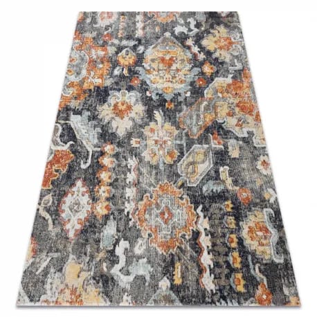 Dywan nowoczesny MUNDO E0671 orientalny vintage outdoor czarny / żółty – zdjęcie 1