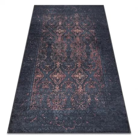 Dywan do prania ANDRE 1013 Ornament, vintage antypoślizgowy - czarny / terakota – zdjęcie 1