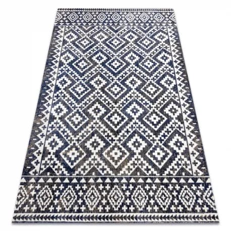 Dywan nowoczesny MUNDO E0561 romby, zygzak 3D outdoor niebieski / beż – zdjęcie 1