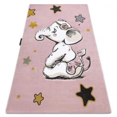 Dywan PETIT ELEPHANT SŁONIK GWIAZDKI różowy – zdjęcie 1