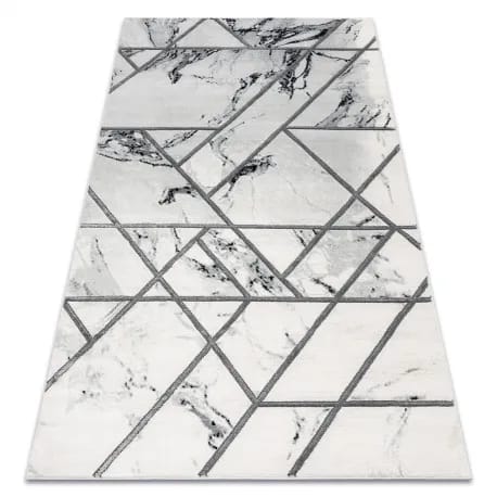 Dywan EMERALD ekskluzywny 0085 glamour, stylowy marmur, geometryczny biały / srebrny – zdjęcie 1