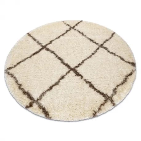 Dywan FLUFFY 2373 koło shaggy kratka, trellis - krem / beż – zdjęcie 1