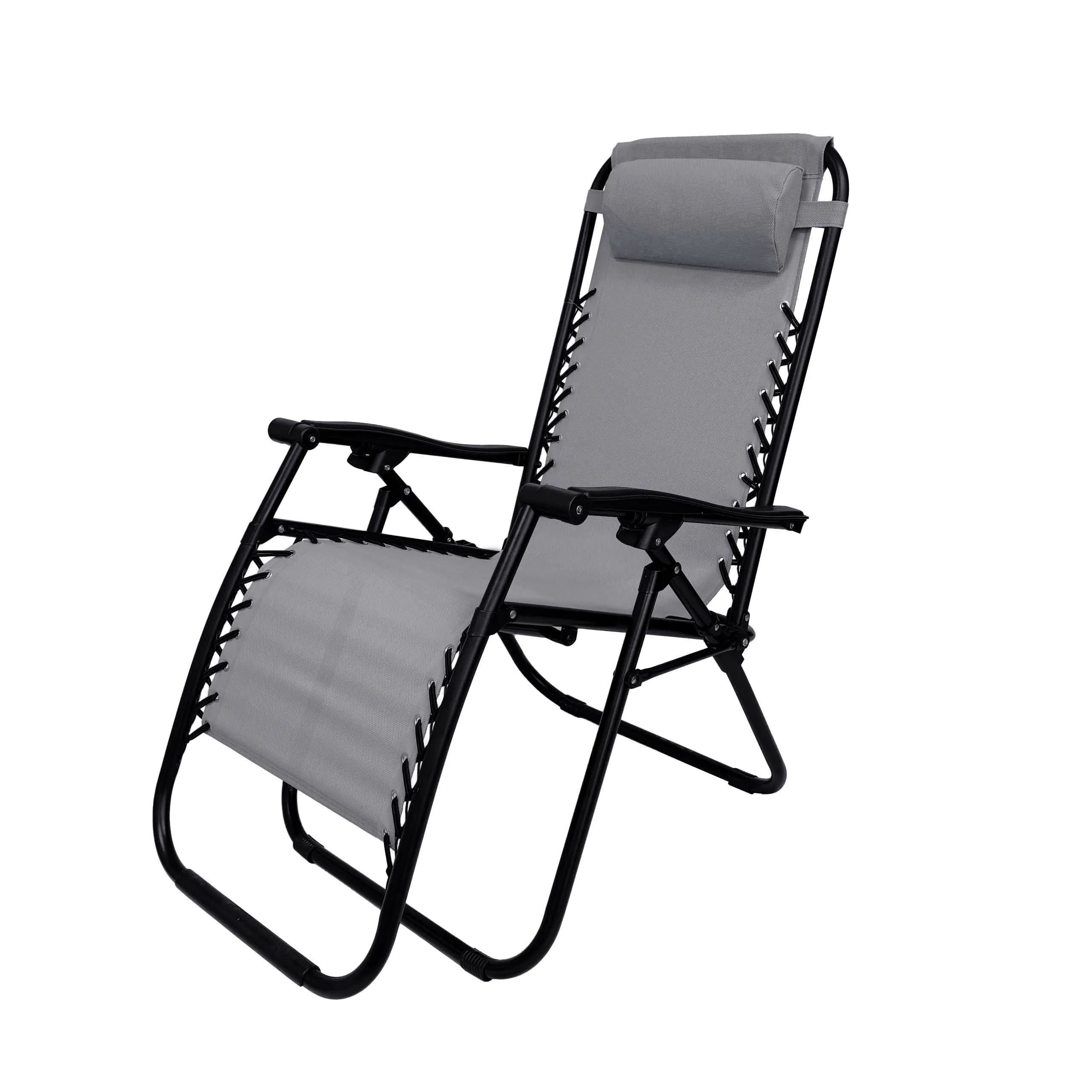 Leżak ogrodowy zero gravity składany jasnoszary FARO S 65x90x110cm – zdjęcie 1