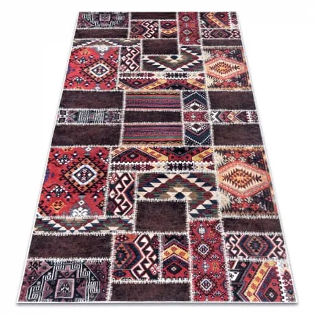Dywan do prania ANDRE 2305 Orientalny patchwork, antypoślizgowy - bordo / brązowy – zdjęcie 1