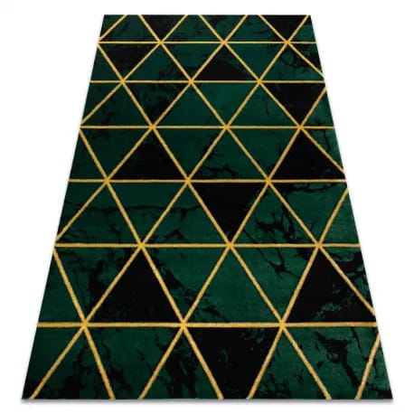 Dywan EMERALD ekskluzywny 1020 glamour, stylowy marmur, trójkąty butelkowa zieleń / złoty – zdjęcie 1