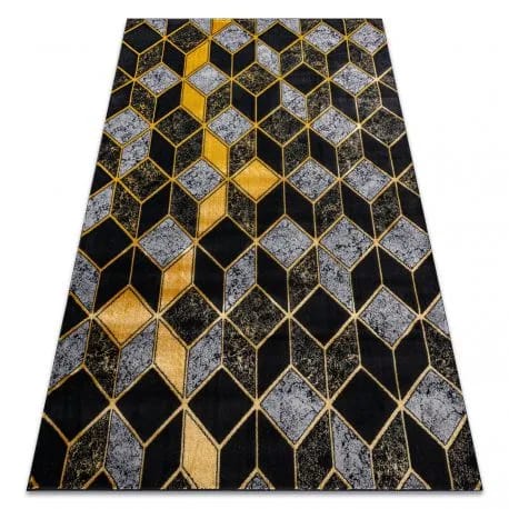 Dywan GLOSS nowoczesny 400B 86 stylowy, glamour, art deco, 3D geometryczny czarny / złoty – zdjęcie 1