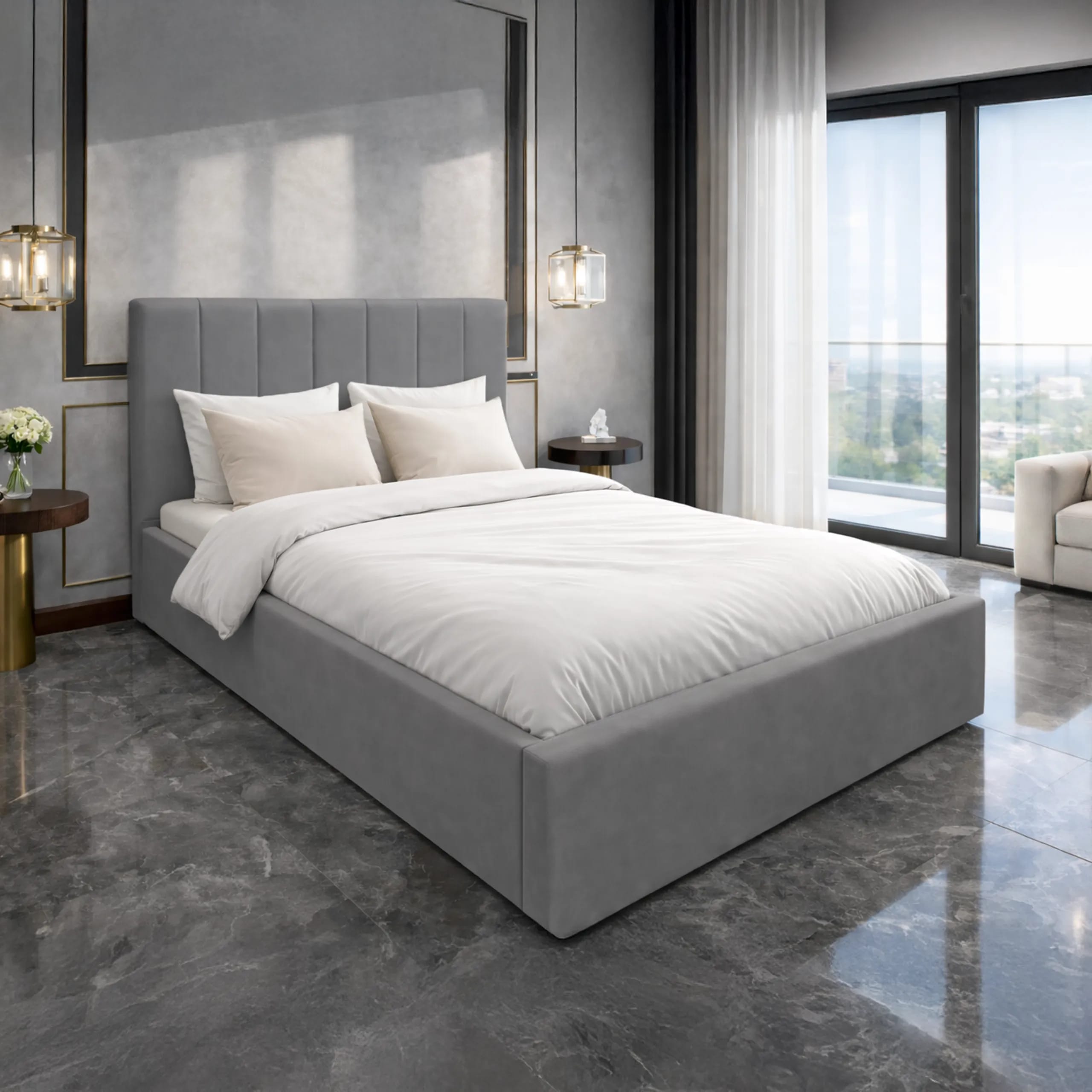 LT102 Łóżko Vertica 140x2x117 szary – zdjęcie 1