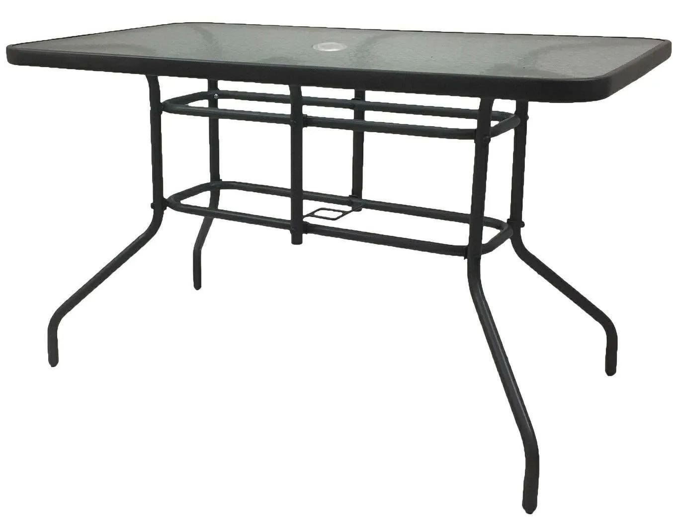 Stół ogrodowy z otworem na parasol czarny BERGAMO/O 120x70x70 czarny – zdjęcie 1