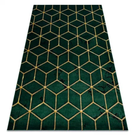 Dywan EMERALD ekskluzywny 1014 glamour, stylowy kostka butelkowa zieleń / złoty – zdjęcie 1
