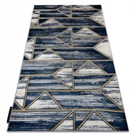 Dywan DE LUXE nowoczesny 462 Geometryczny - Strukturalny granatowy / złoty – zdjęcie 1