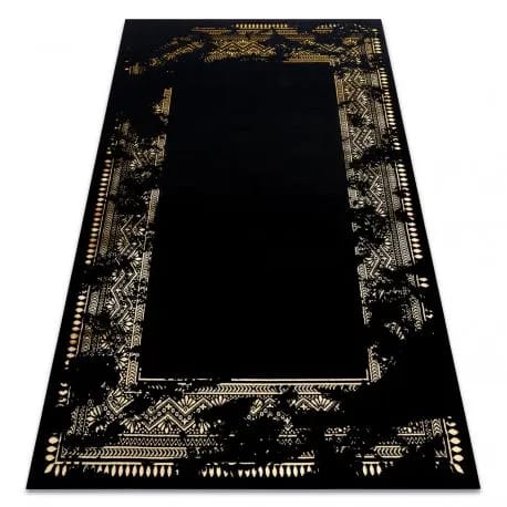 Dywan GLOSS nowoczesny 408C 86 Ramka stylowy, glamour, art deco czarny / złoty – zdjęcie 1