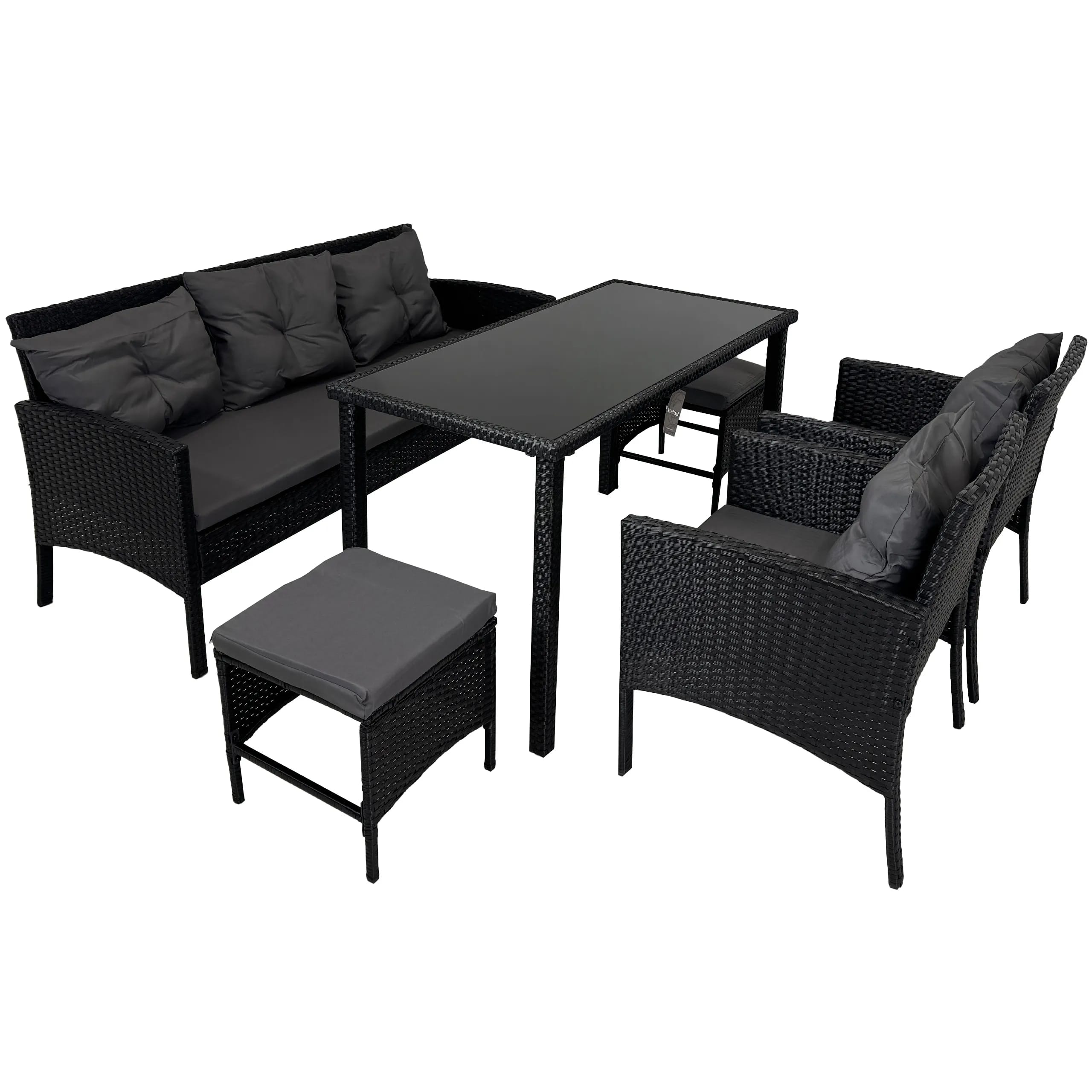 Zestaw mebli ogrodowych Capri PRO 6cz. CZARNY 7os. – zdjęcie 1