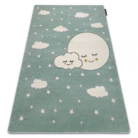 Dywan PETIT MOON księżyc, gwiazdki, chmurki zielony – zdjęcie 1
