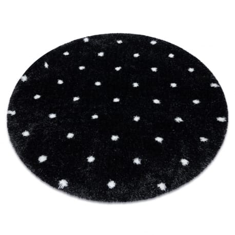 Dywan FLUFFY 2370 koło, shaggy kropki - antracyt / biały – zdjęcie 1
