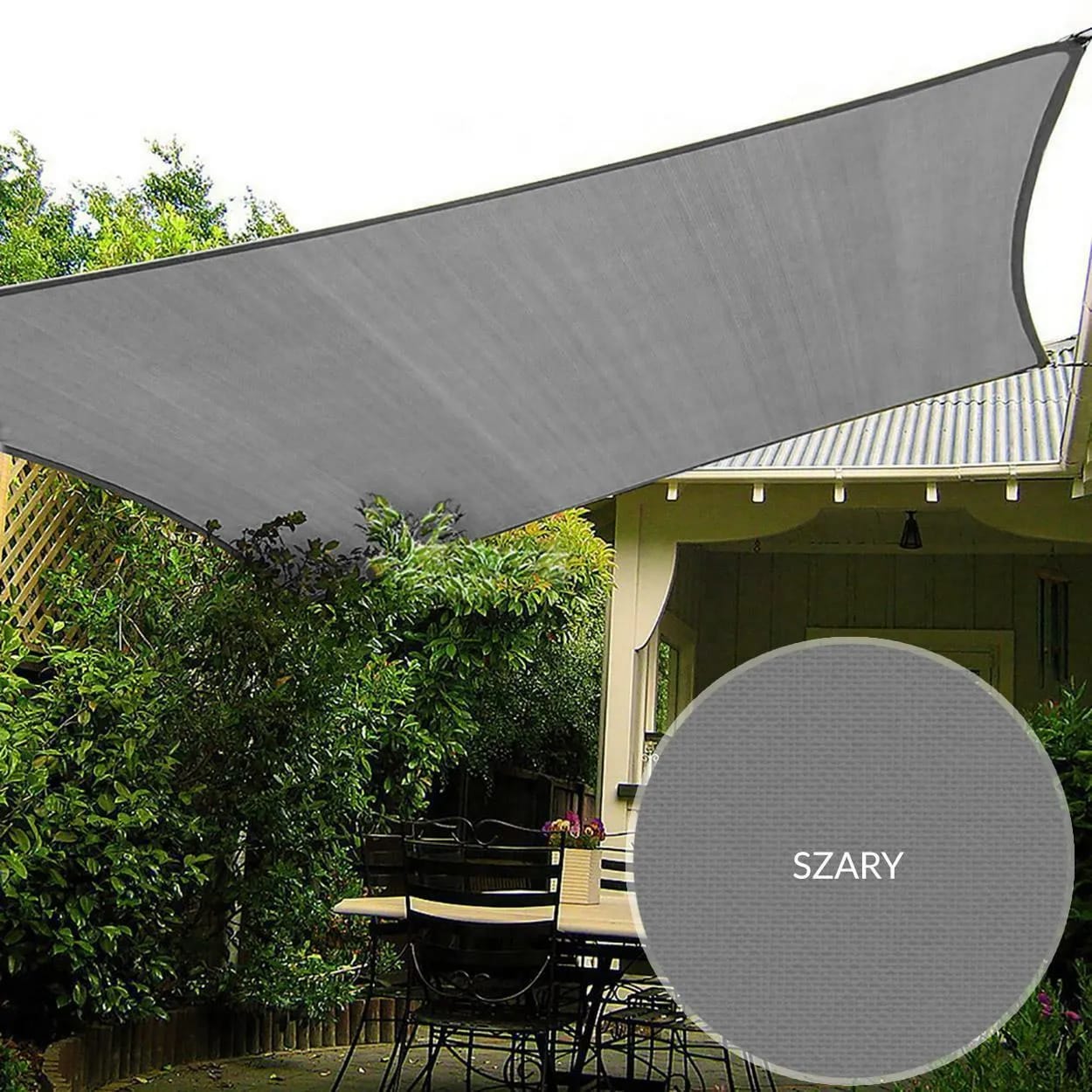 Żagiel przeciwsłoneczny 4x3m szary – zdjęcie 1