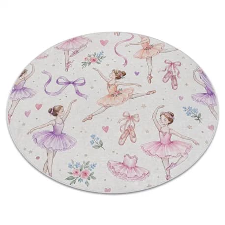 Dywan do prania BAMBINO 61600 koło Balerina, baletnica dla dzieci, antypoślizgowy - krem / różowy