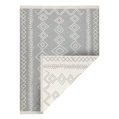 Dywan TWIN 23000 Boho, bawełna, dwustronny, romby Ekologiczny frędzle - szary / krem